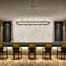 Load image into Gallery viewer, Altamont LED Rectangular Chandelier in dining room.

