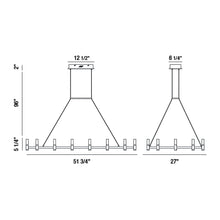 Load image into Gallery viewer, Altamont LED Rectangular Chandelier - line drawing.
