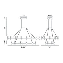 Load image into Gallery viewer, Altamont LED Rectangular Chandelier - line drawing.
