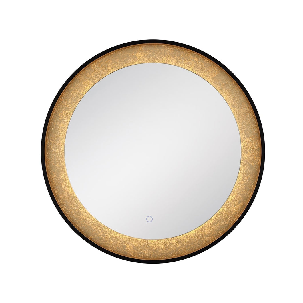 Anya LED Round Mirror in Black/Gold.