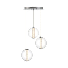 Load image into Gallery viewer, Atomo LED Multi Light Pendant Light in Chrome/Clear (3-Light).
