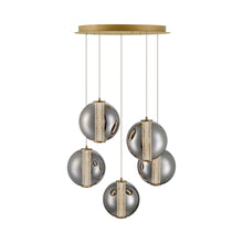 Load image into Gallery viewer, Atomo LED Multi Light Pendant Light in Gold/Smoke (5-Light).
