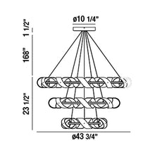 Load image into Gallery viewer, Banderia LED Multi Tier Chandelier - line drawing.
