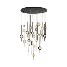 Load image into Gallery viewer, Barletta LED Multi Light Pendant Light in Black Anodized Aluminum/Brass Anodized Aluminum (26-Light).
