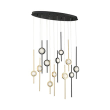 Load image into Gallery viewer, Barletta Oval LED Multi Light Pendant Light in Black/Brass.
