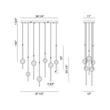 Load image into Gallery viewer, Barletta Oval LED Multi Light Pendant Light - line drawing.
