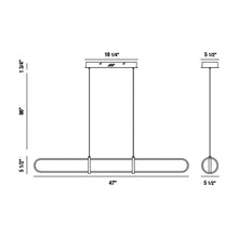 Load image into Gallery viewer, Berkley LED Linear Pendant Light - line drawing.
