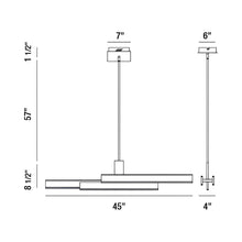 Load image into Gallery viewer, Cameno LED Linear Pendant Light - line drawing.

