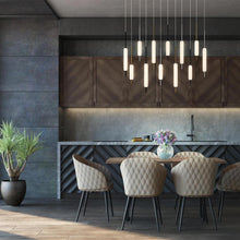 Load image into Gallery viewer, Cumberland Rectangular LED Multi Light Pendant Light in dining room.
