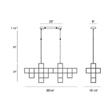 Load image into Gallery viewer, Ferro LED Linear Pendant Light - line drawing.
