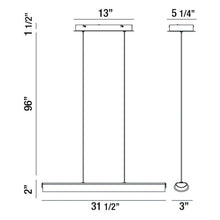 Load image into Gallery viewer, Landor LED Linear Pendant Light - line drawing.
