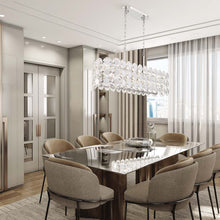 Load image into Gallery viewer, Perrene Linear Pendant Light in dining room.
