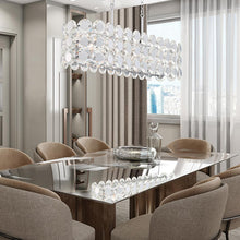 Load image into Gallery viewer, Perrene Linear Pendant Light in dining room.
