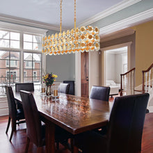 Load image into Gallery viewer, Perrene Linear Pendant Light in dining room.
