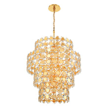 Load image into Gallery viewer, Perrene Multi Tier Chandelier in Gold.
