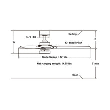 Load image into Gallery viewer, Amped LED Ceiling Fan - line drawing.
