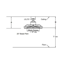 Load image into Gallery viewer, Gleam Indoor / Outdoor LED Ceiling Fan - line drawing.
