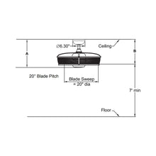 Load image into Gallery viewer, Henry Indoor / Outdoor LED Ceiling Fan - line drawing.
