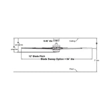Load image into Gallery viewer, Odyn 84-Inch Indoor / Outdoor LED Ceiling Fan - line drawing.
