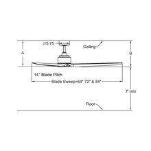 Load image into Gallery viewer, TriAire Custom LED Ceiling Fan - line drawing.
