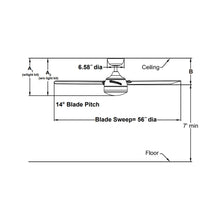 Load image into Gallery viewer, Xeno Outdoor LED Ceiling Fan - line drawing.
