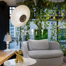 Load image into Gallery viewer, Filigree LED Floor Lamp in living room.
