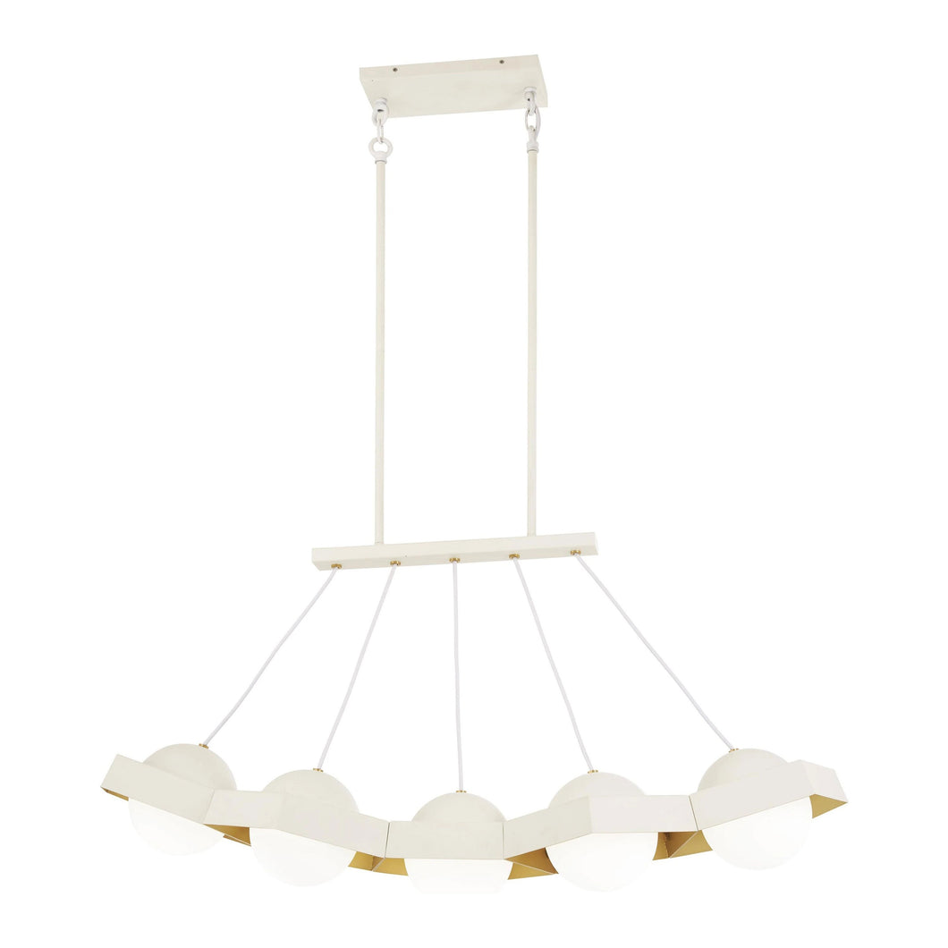 Five-O LED Linear Pendant Light in Textured White.
