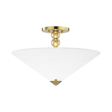 Load image into Gallery viewer, Flare Semi-Flush Mount Ceiling Light in Brass.

