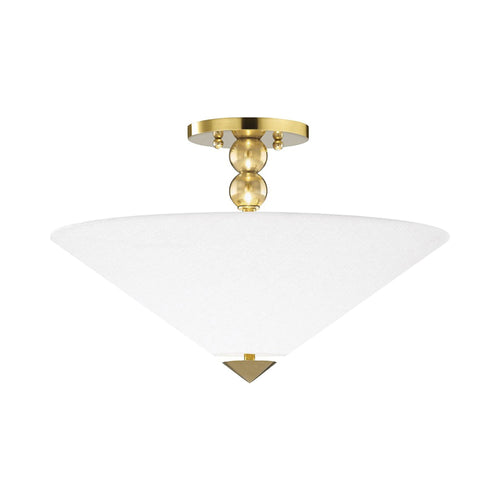 Flare Semi-Flush Mount Ceiling Light in Brass.