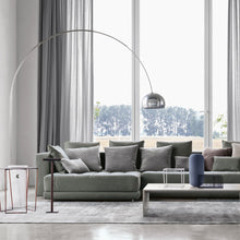 Load image into Gallery viewer, Arco Floor Lamp in living room.
