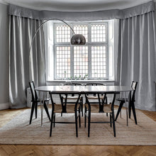 Load image into Gallery viewer, Arco Floor Lamp in dining room.
