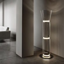 Load image into Gallery viewer, Noctambule High Cylinder and Cone LED Floor Lamp in living room.
