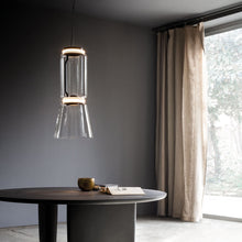 Load image into Gallery viewer, Noctambule Low Cylinder and Cone LED Pendant Light in dining room.
