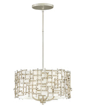 Load image into Gallery viewer, Farrah Drum Pendant Light in Silver Leaf (4-Light).
