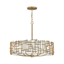 Load image into Gallery viewer, Farrah Drum Pendant Light in Burnished Gold (6-Light).
