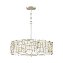 Load image into Gallery viewer, Farrah Drum Pendant Light in Silver Leaf (6-Light).
