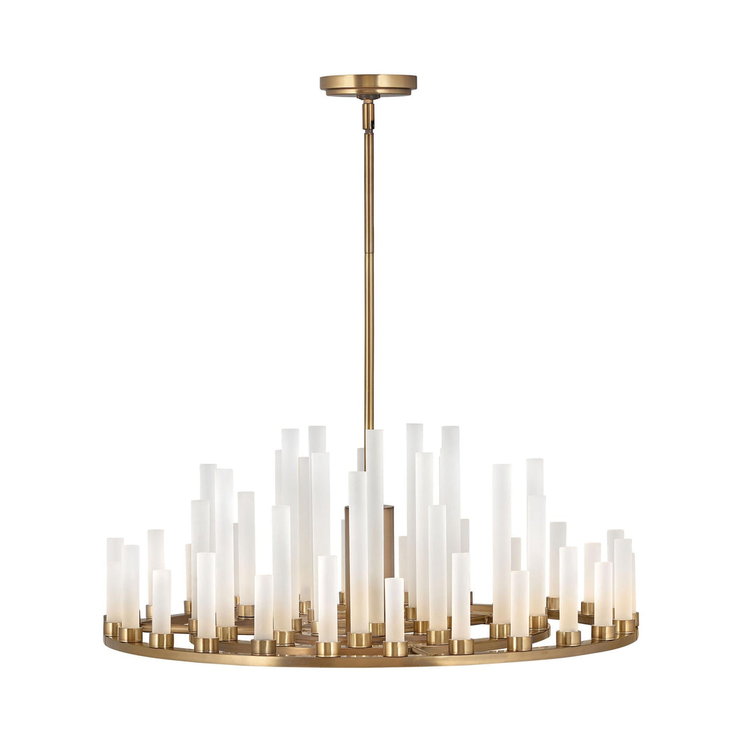 Trinity LED Chandelier in Heritage Brass.
