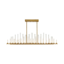 Load image into Gallery viewer, Trinity LED Linear Pendant Light in Heritage Brass.
