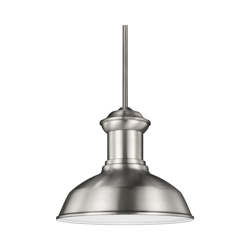 Fredricksburg Outdoor Pendant Light in Satin Aluminum.