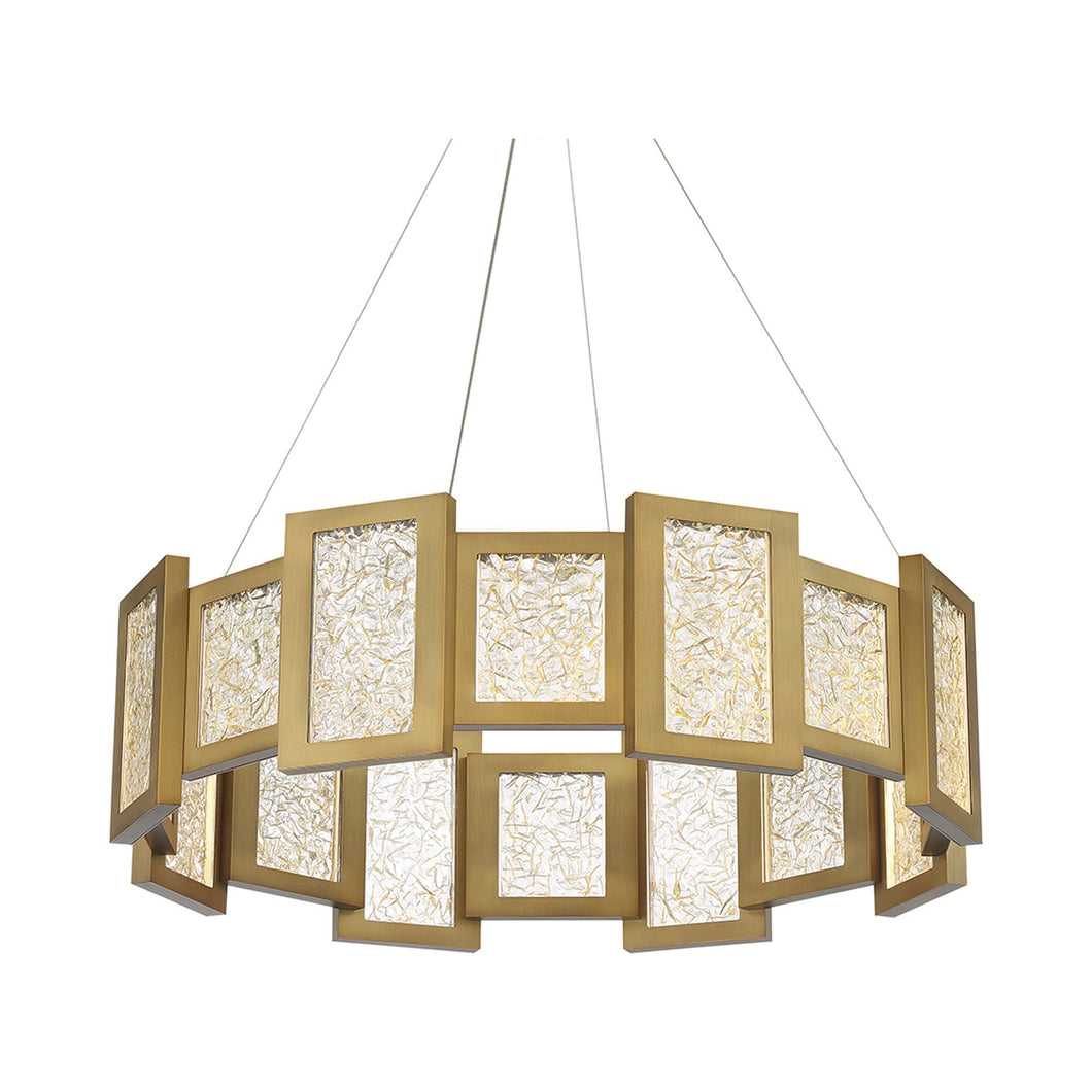 Fury Round LED Pendant Light in Satin Gold.
