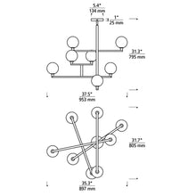Load image into Gallery viewer, Gambit Chandelier - line drawing.
