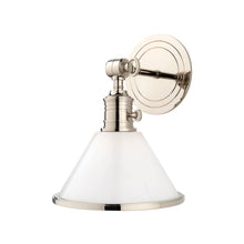 Load image into Gallery viewer, Garden City Wall Light in None/Opal Glossy/Polished Nickel.
