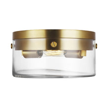 Load image into Gallery viewer, Garrett Flush Mount Ceiling Light in Small/Burnished Brass.

