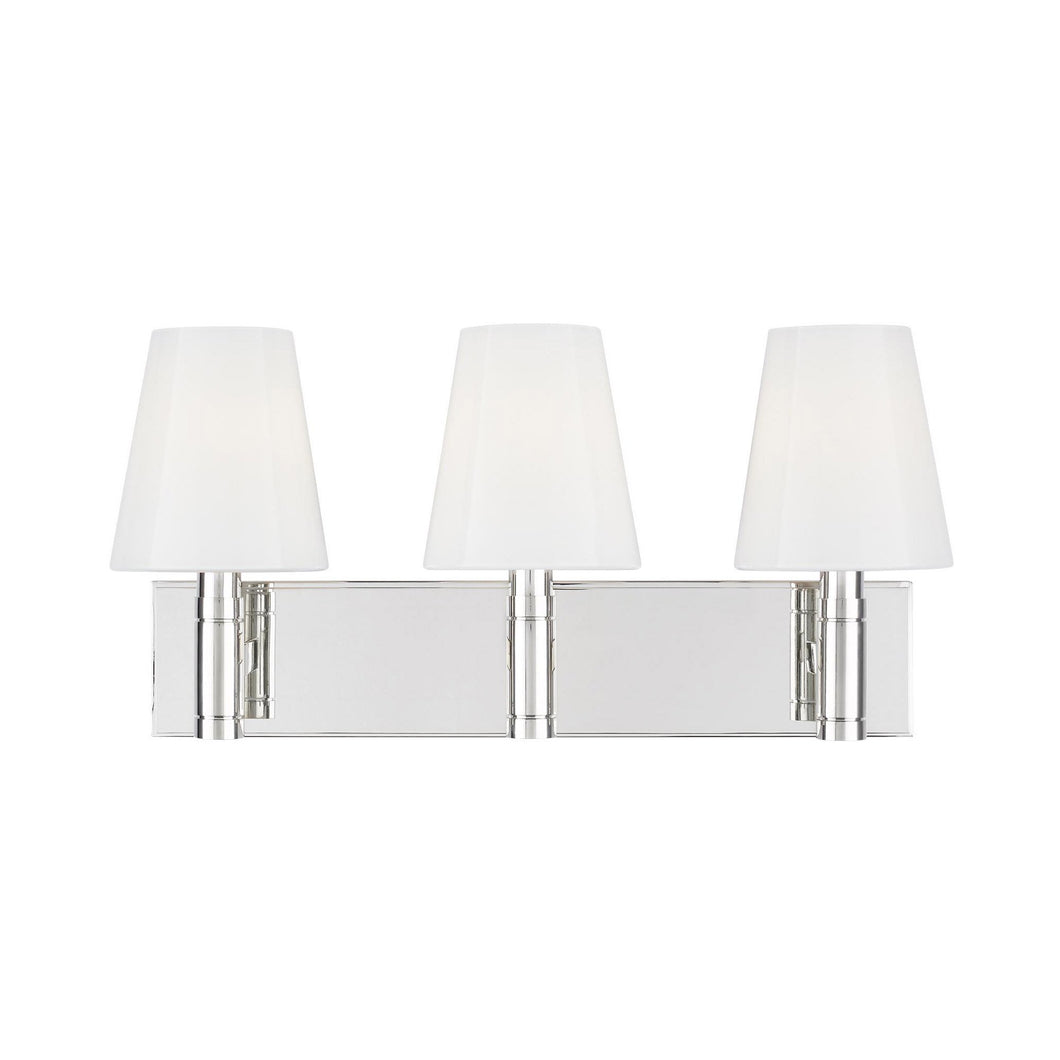 Beckham Bath Vanity Wall Light in Polished Nickel.