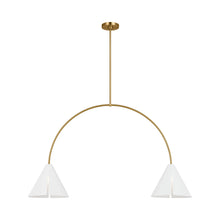 Load image into Gallery viewer, Cambre LED Linear Pendant Light in Matte White/Burnished Brass (2-Light).
