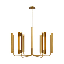 Load image into Gallery viewer, Carson Modern LED Chandelier in Burnished Brass.

