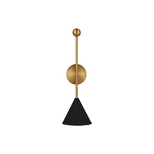 Load image into Gallery viewer, Cosmo Bath Wall Light in Midnight Black/Burnished Brass (Large).
