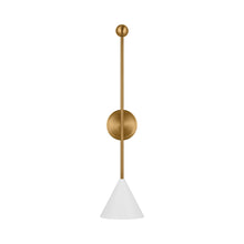 Load image into Gallery viewer, Cosmo Bath Wall Light in Matte White/Burnished Brass (X-Large).
