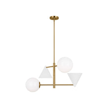 Load image into Gallery viewer, Cosmo Chandelier in Matte White/Burnished Brass (Medium).
