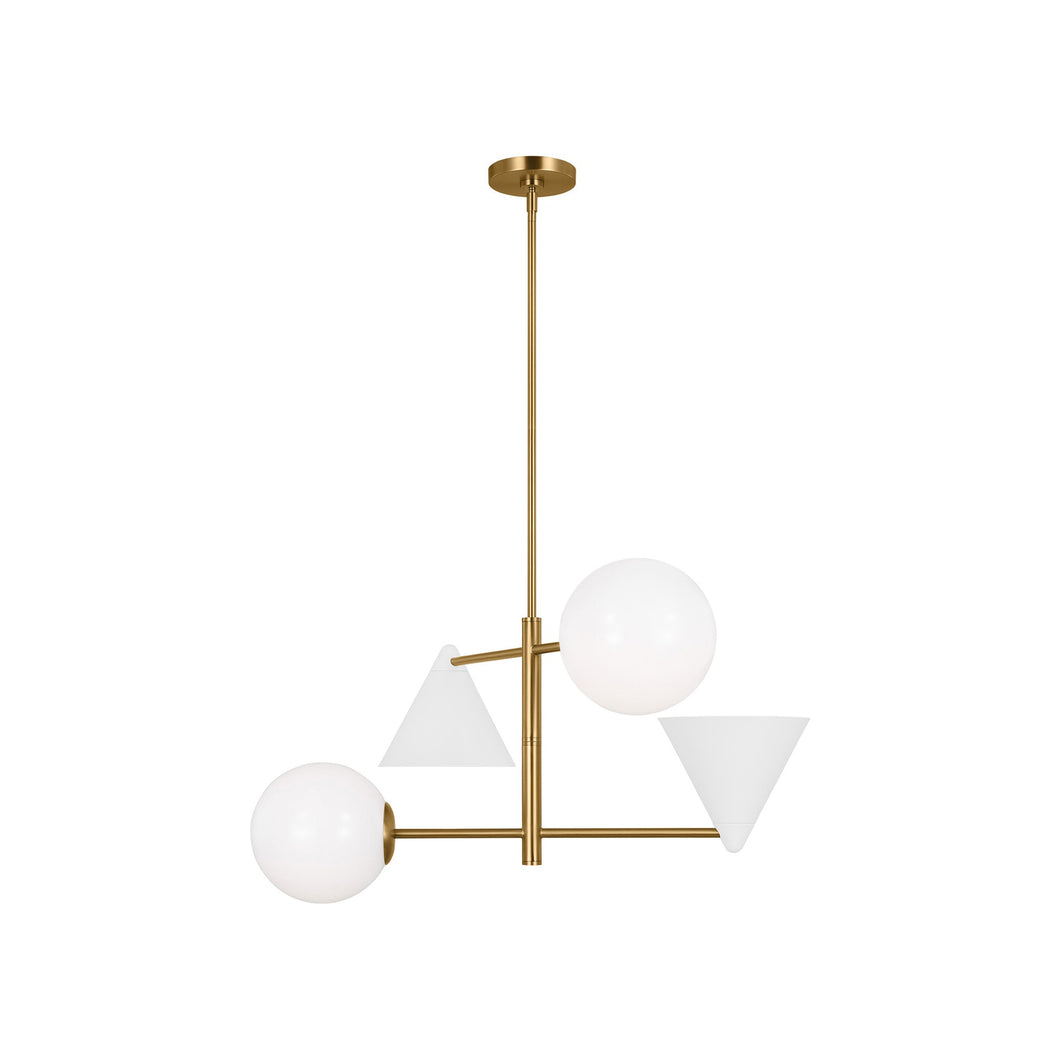 Cosmo Chandelier in Matte White/Burnished Brass (Medium).